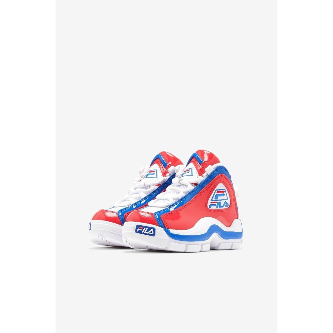 Fila Grant Hill 2 Little Kid High-Top Sneakers White Red Prince Blue Leather Image 4