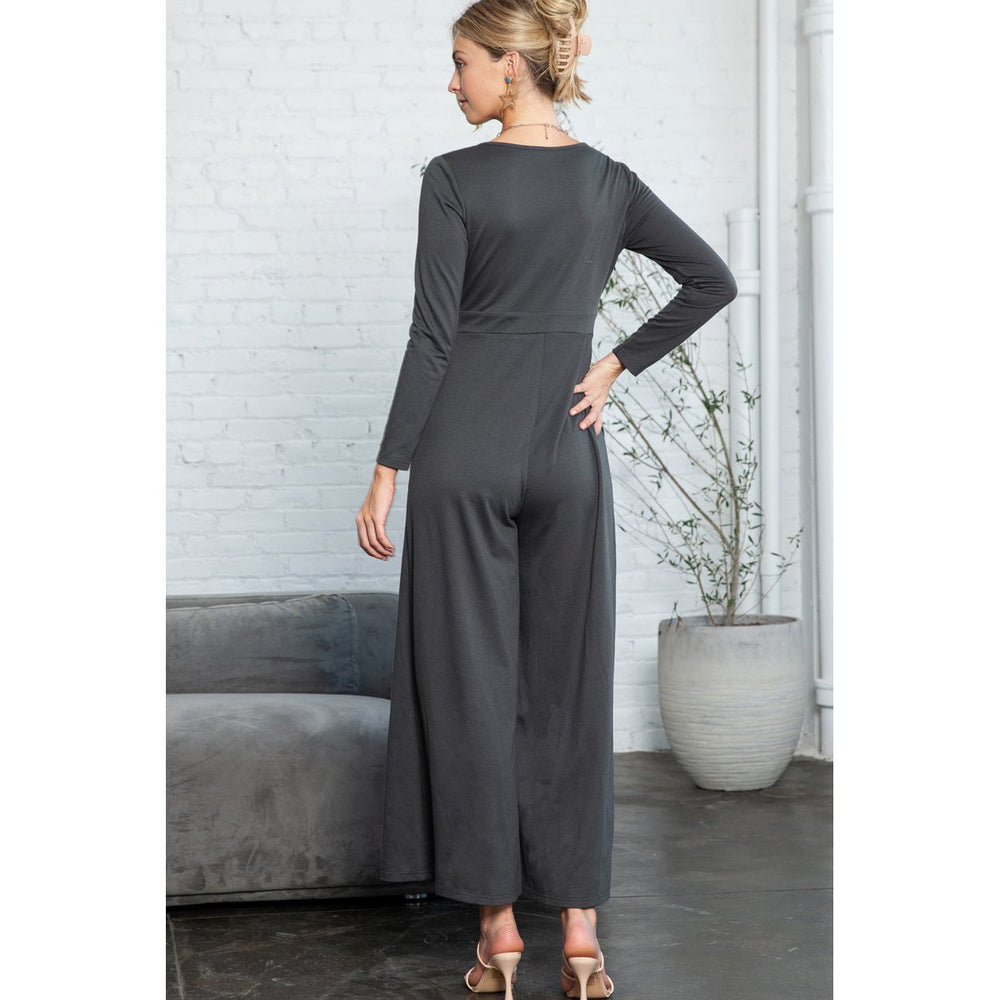 Trinity Button Long Sleeve Wide Leg Jumpsuit Image 2