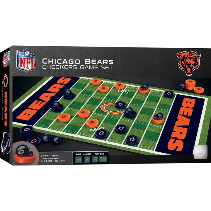 Chicago Bears Checkers Board Game NFL 24 Piece Set 13x21 inches Officially Licensed Image 1