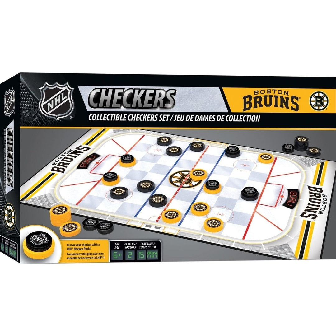 Boston Bruins Checkers Board Game NHL 24 Pieces 13x21 Inches MasterPieces Image 1