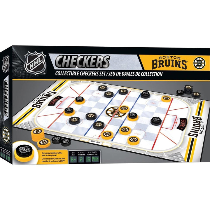 Boston Bruins Checkers Board Game NHL 24 Pieces 13x21 Inches MasterPieces Image 1