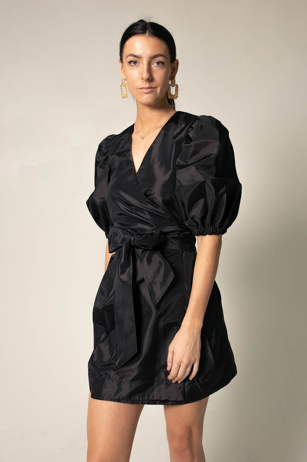 Black Lusso Wrap Dress Image 2