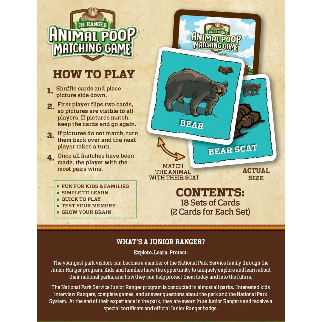 Jr. Ranger Animal Poop Matching Game by MasterPieces for Family Game Night Image 3