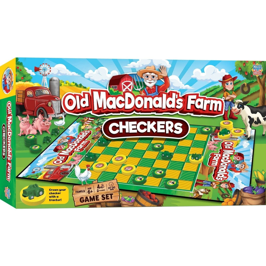 Old MacDonalds Farm Checkers Game 24 Animal Pieces 8 Tractor Kings Ages 6+ Image 1