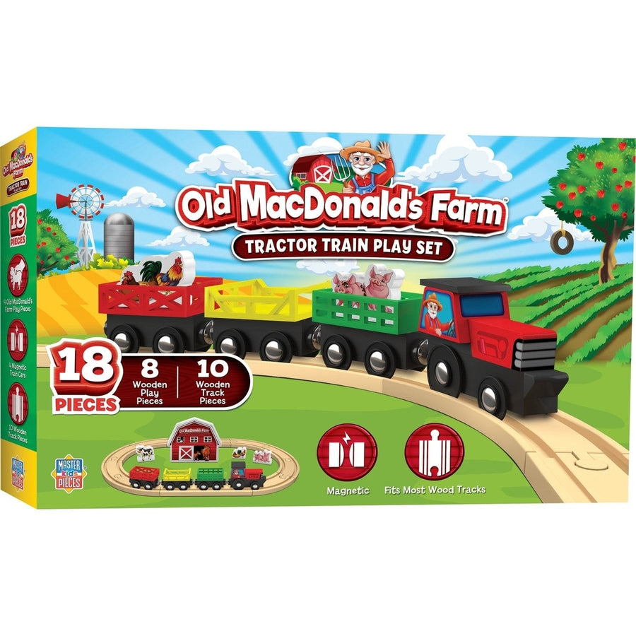 MasterPieces Old MacDonalds Farm Tractor Train Play Set Deluxe Edition 18 Pieces Image 1