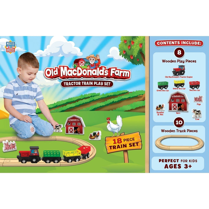 MasterPieces Old MacDonalds Farm Tractor Train Play Set Deluxe Edition 18 Pieces Image 3