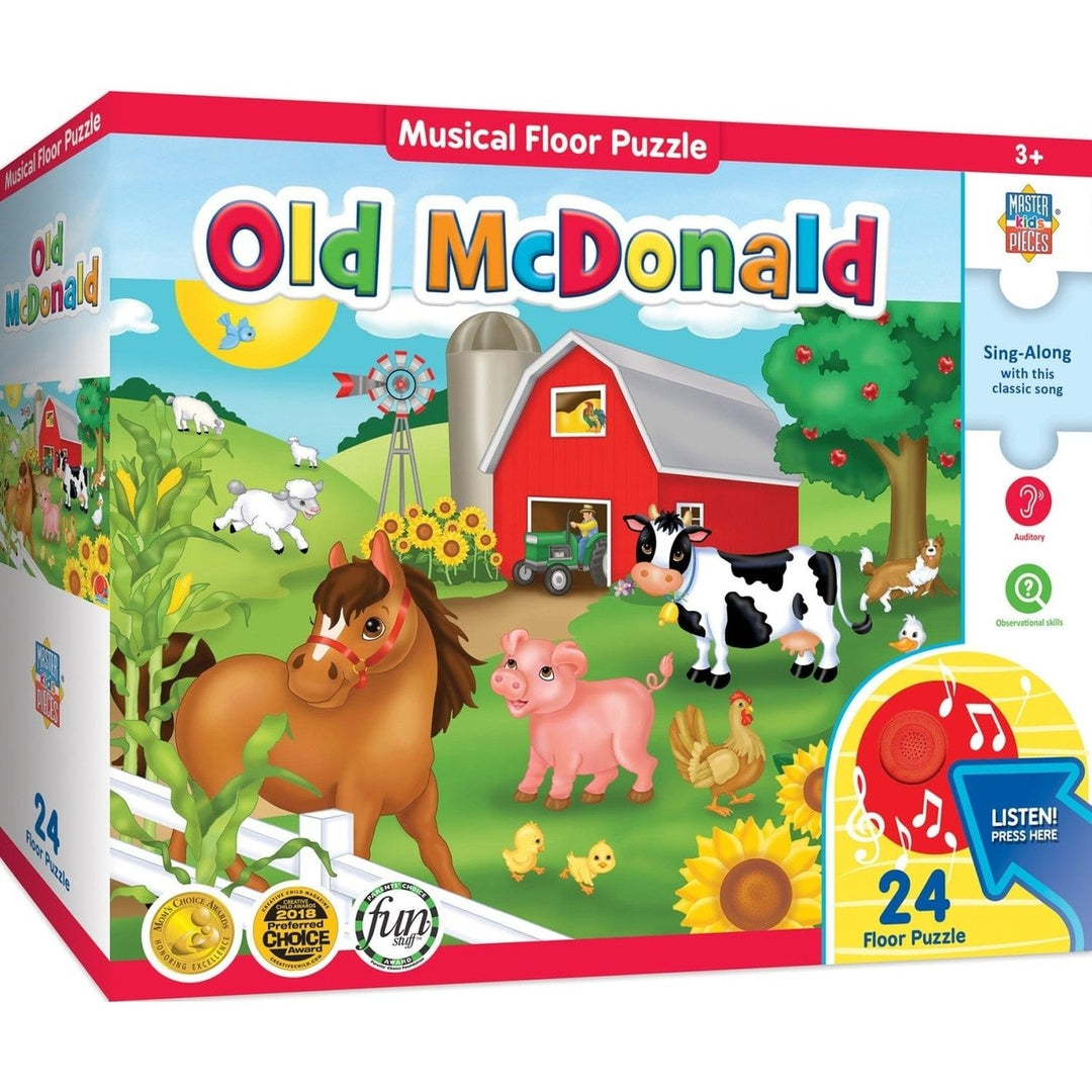 MasterPieces 24pc Old McDonald Musical Floor Puzzle Ages 3-8 Sound Learning Image 1