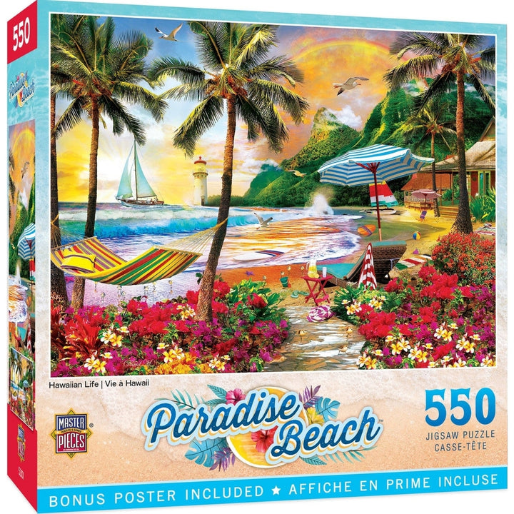 MasterPieces Paradise Beach Hawaiian 550 Piece Jigsaw Puzzle 24x18 Eco-Friendly Image 1