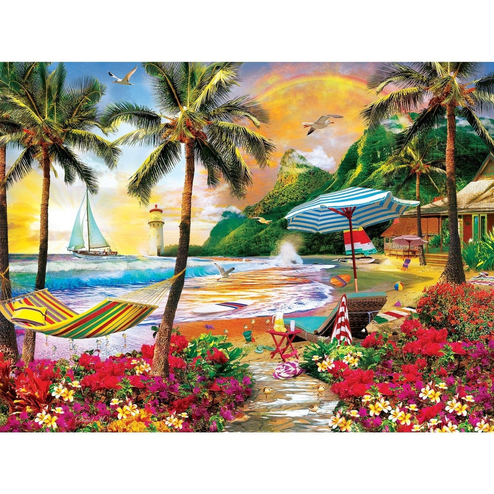 MasterPieces Paradise Beach Hawaiian 550 Piece Jigsaw Puzzle 24x18 Eco-Friendly Image 2