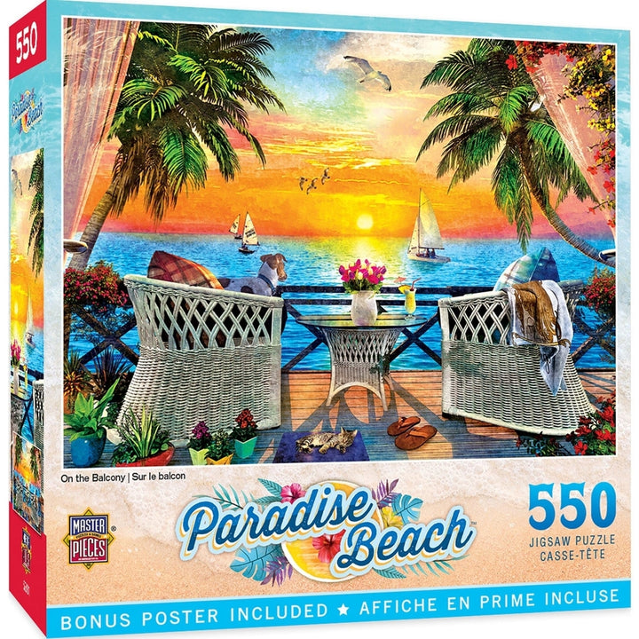 MasterPieces Paradise Beach Jigsaw Puzzle 550 Pieces 24x18 Recycled Material Image 1