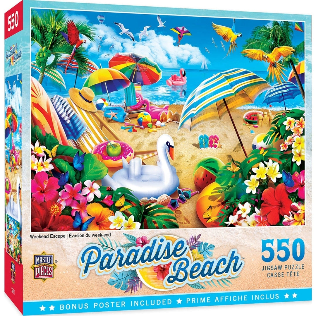 MasterPieces Paradise Beach 550 Piece Jigsaw Puzzle 24x18 Eco-Friendly Chipboard Image 1