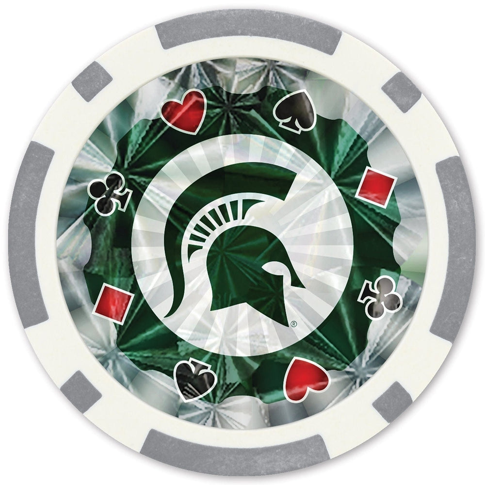 Michigan State Spartans 20 Piece Casino Poker Chips Silver Collector Edition Image 2