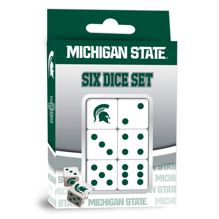 Michigan State Spartans Dice Set 6-Piece D6 Gaming Dice Officially Licensed 16mm Image 1