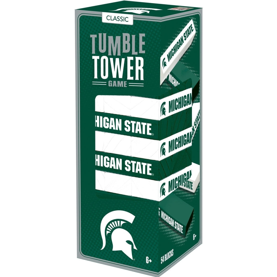 Michigan State Spartans Tumble Tower Game 54 Wooden Blocks NCAA Team Edition Image 1