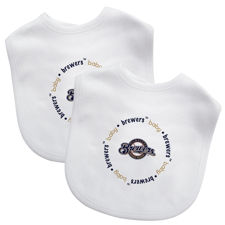 Milwaukee Brewers Baby Bibs 2-Pack Cotton Embroidered Team Logo Unisex Image 1