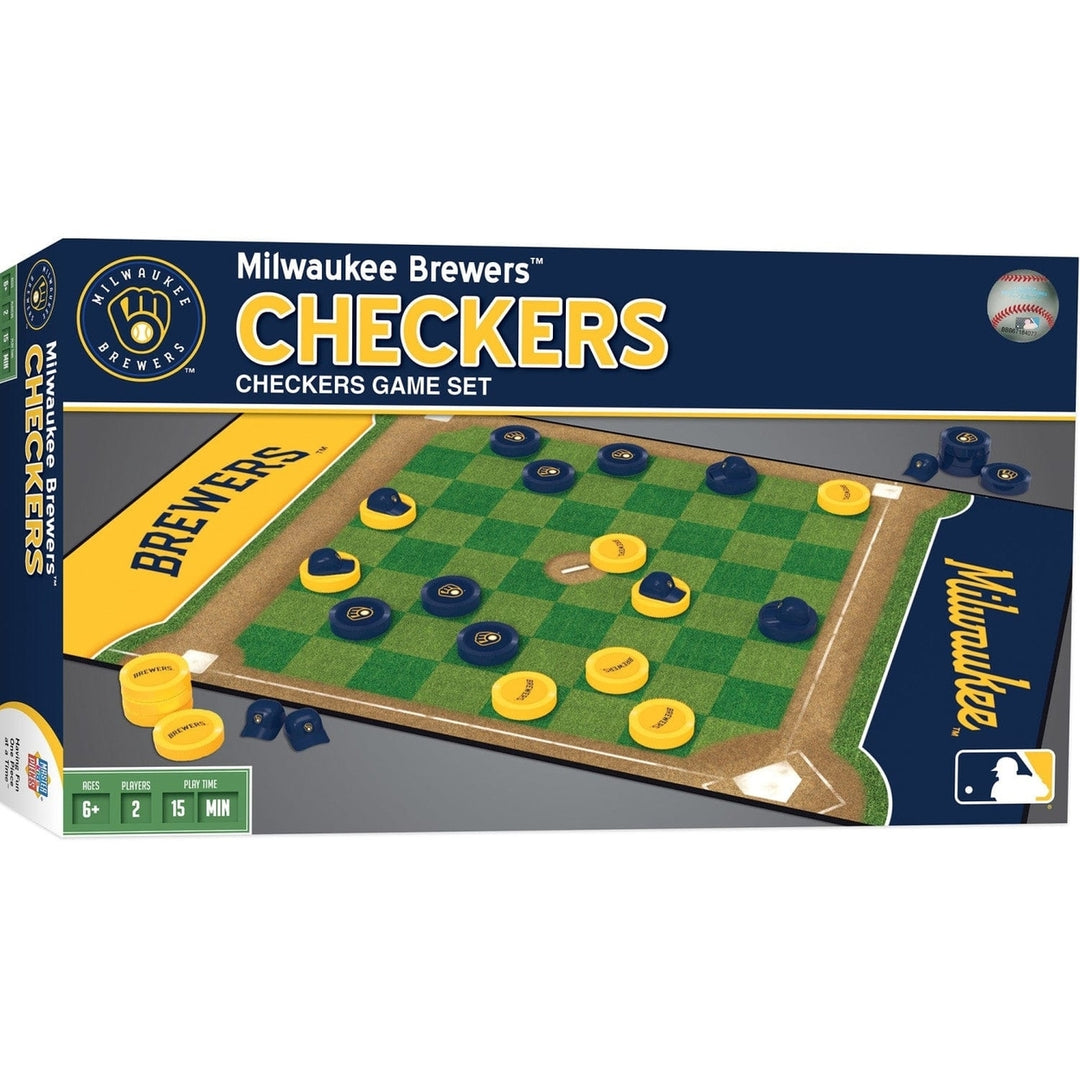 Milwaukee Brewers Checkers Game Officially Licensed MLB Board Game 24 Pieces Image 1