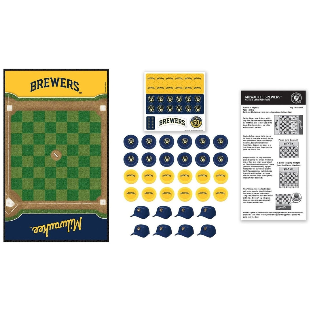 Milwaukee Brewers Checkers Game Officially Licensed MLB Board Game 24 Pieces Image 2