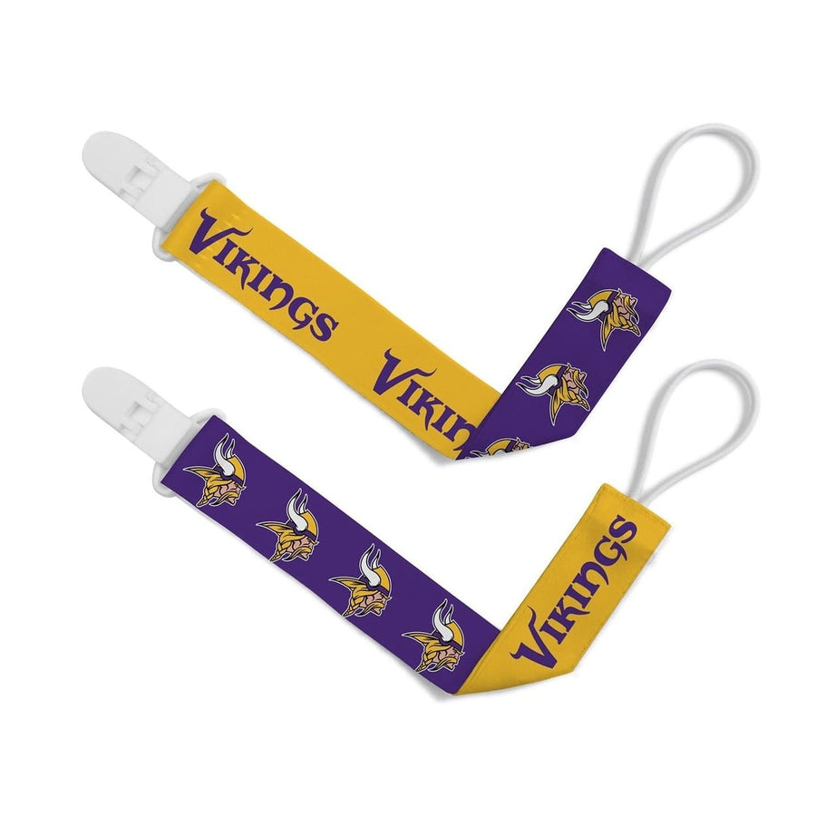 Minnesota Vikings Pacifier Clip 2-Pack NFL Team Colors Officially Licensed Image 1