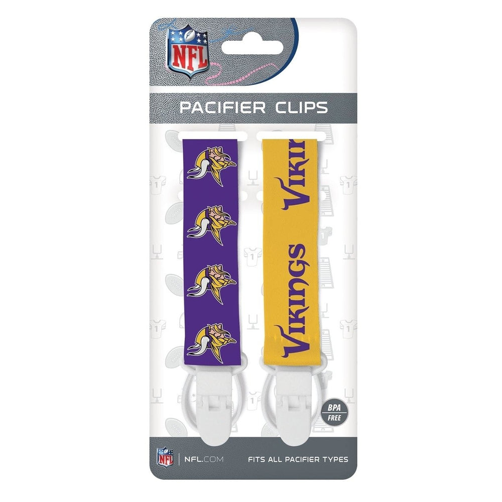 Minnesota Vikings Pacifier Clip 2-Pack NFL Team Colors Officially Licensed Image 2