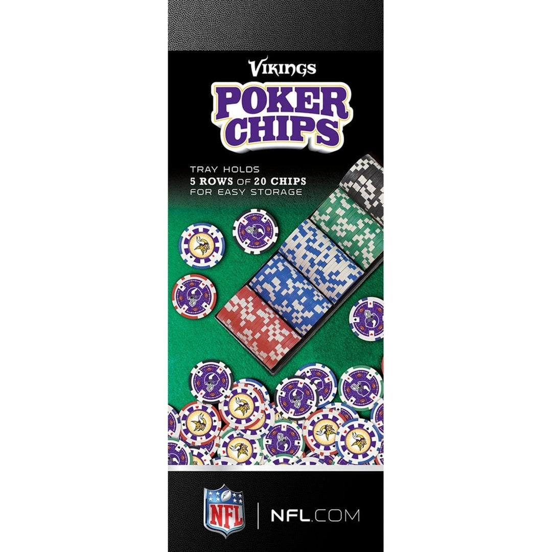 Minnesota Vikings Casino Style 100 Piece Poker Chips Officially Licensed Set Image 2