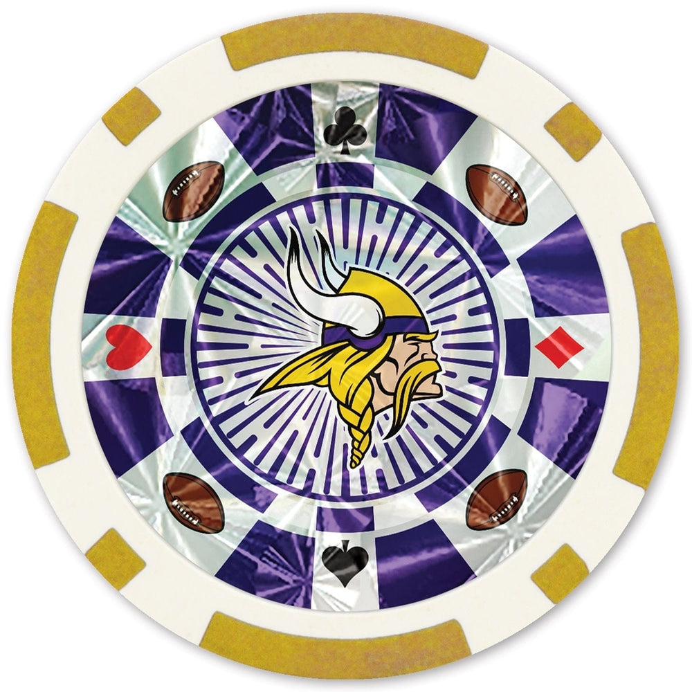 Minnesota Vikings 20 Piece Gold Poker Chips Casino Style NFL Fan Set Image 2