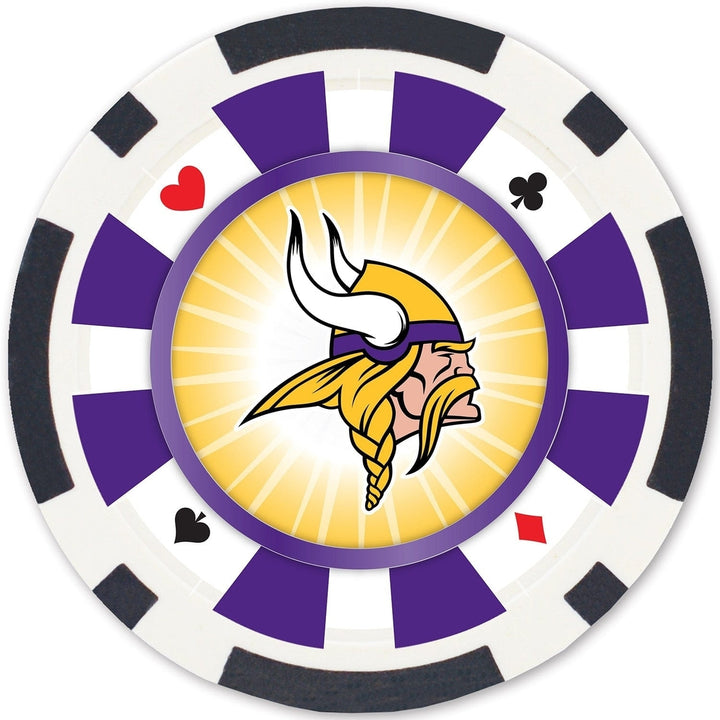 Minnesota Vikings Casino Style 100 Piece Poker Chips Officially Licensed Set Image 3