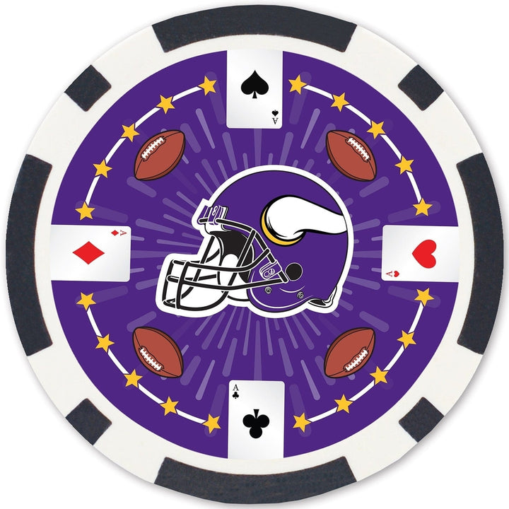 Minnesota Vikings Casino Style 100 Piece Poker Chips Officially Licensed Set Image 4