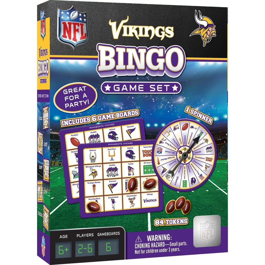 Minnesota Vikings Bingo Game NFL Family Game with Gameboards and Tokens Image 1