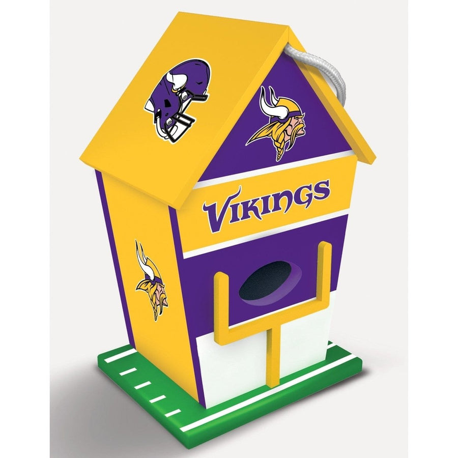 Minnesota Vikings Birdhouse Waterproof Wood Decor with Tin Roof Easy Clean Access Image 1