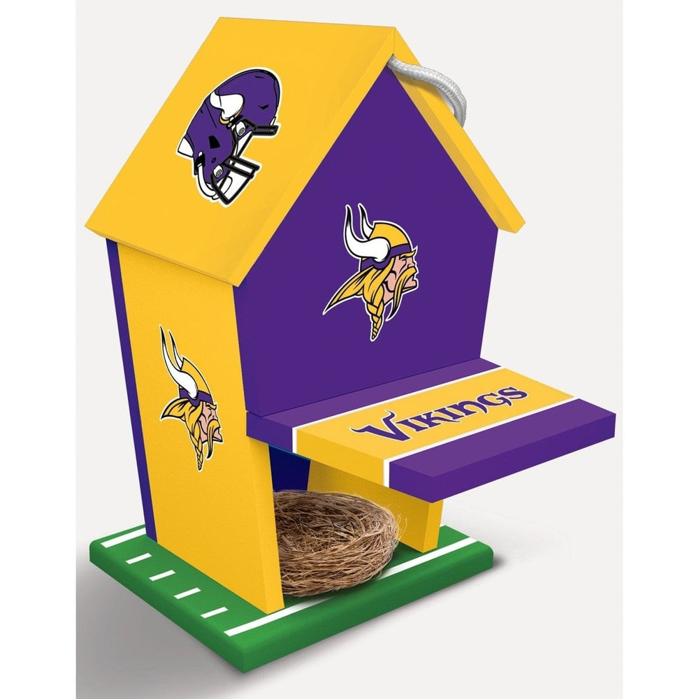 Minnesota Vikings Birdhouse Waterproof Wood Decor with Tin Roof Easy Clean Access Image 2