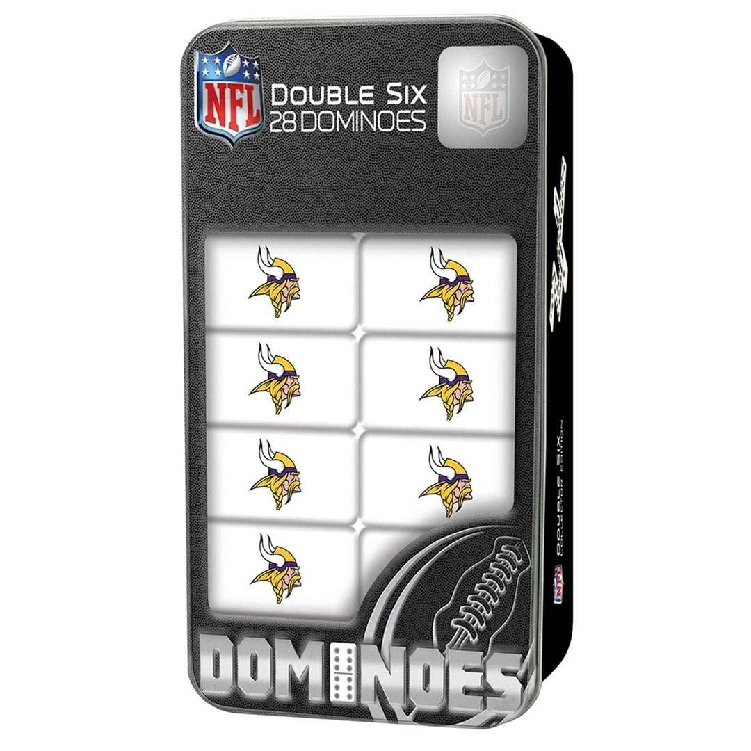 Minnesota Vikings Double-Sixes Dominoes Set with Collectible Tin Box Image 1