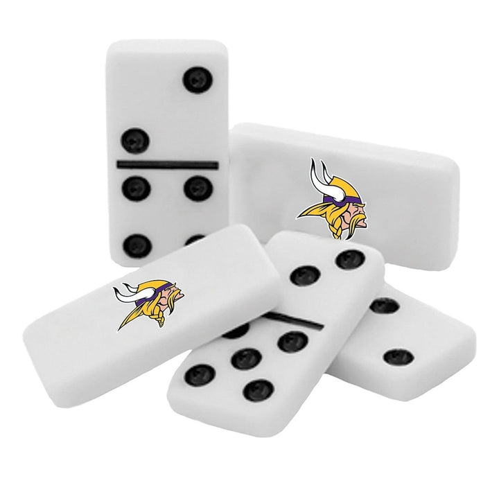 Minnesota Vikings Double-Sixes Dominoes Set with Collectible Tin Box Image 2