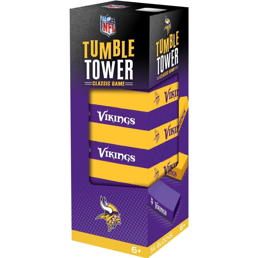 Minnesota Vikings Tumble Tower Game Wooden Blocks NFL Team Party Activity Image 1