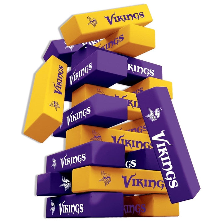 Minnesota Vikings Tumble Tower Game Wooden Blocks NFL Team Party Activity Image 2