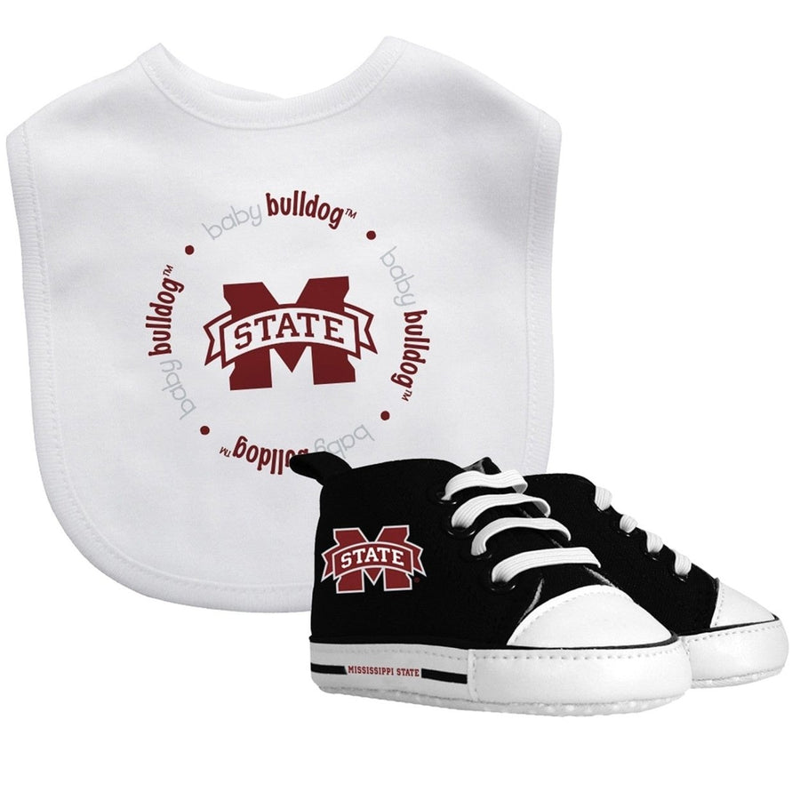 Mississippi State Bulldogs Baby Gift Set 2 Piece Bib and Pre-Walker Shoes Image 1