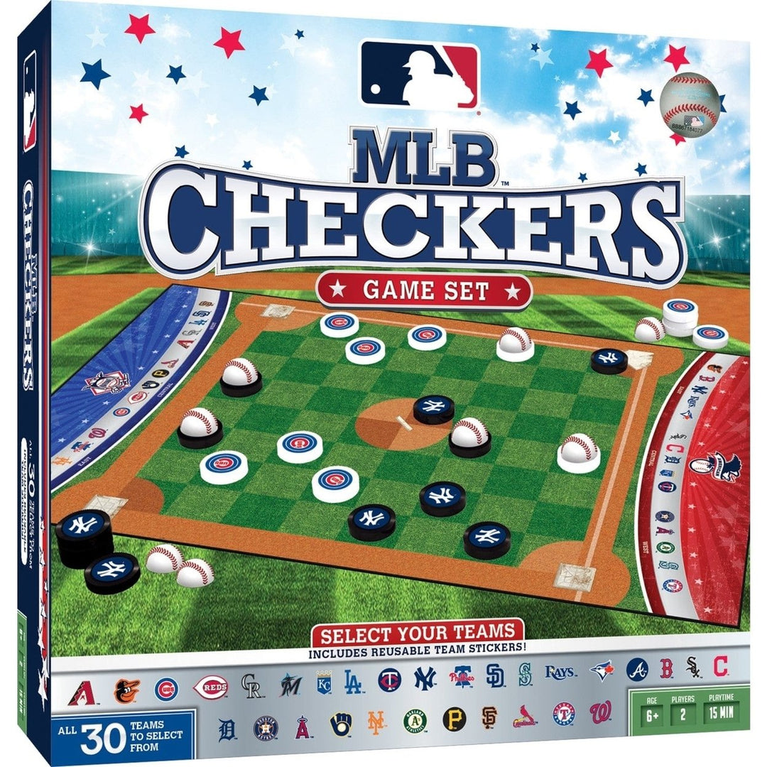 MasterPieces MLB Checkers Board Game Officially Licensed 24 Pieces 13x21.375 Image 1