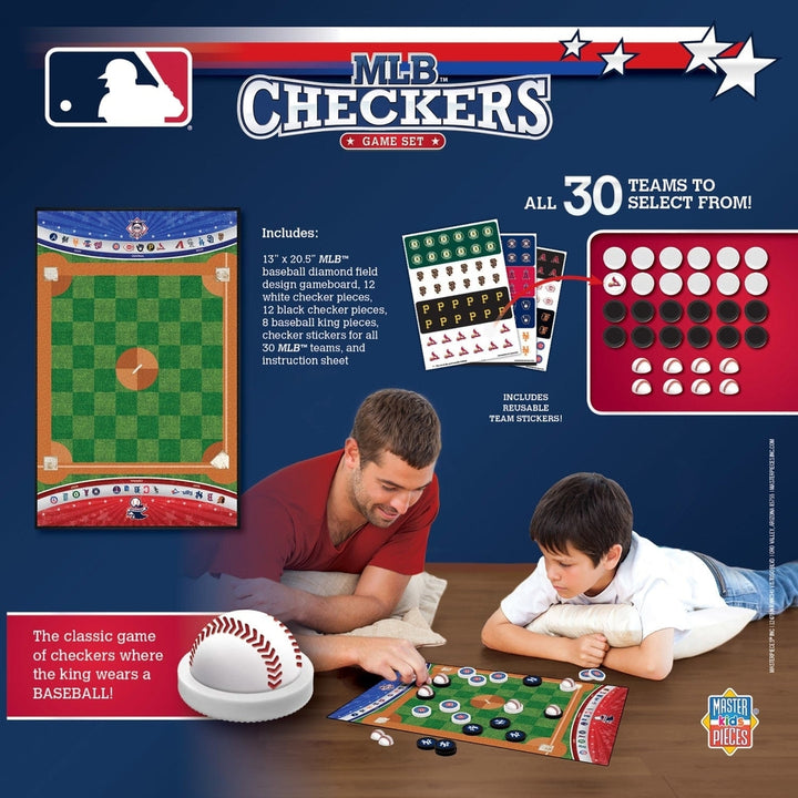 MasterPieces MLB Checkers Board Game Officially Licensed 24 Pieces 13x21.375 Image 3