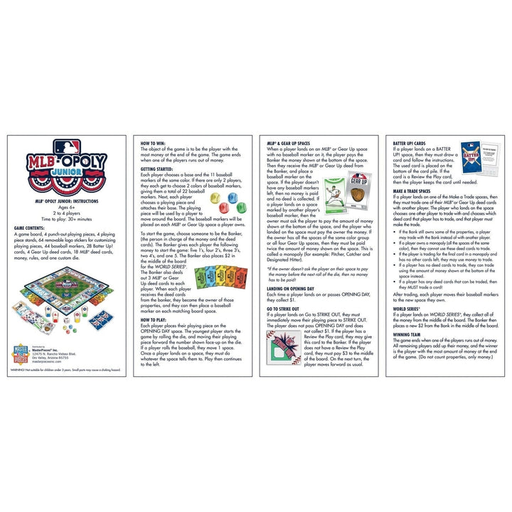 MLB Opoly Junior Board Game Custom Stickers 30 MLB Teams Family Fun Game Image 4