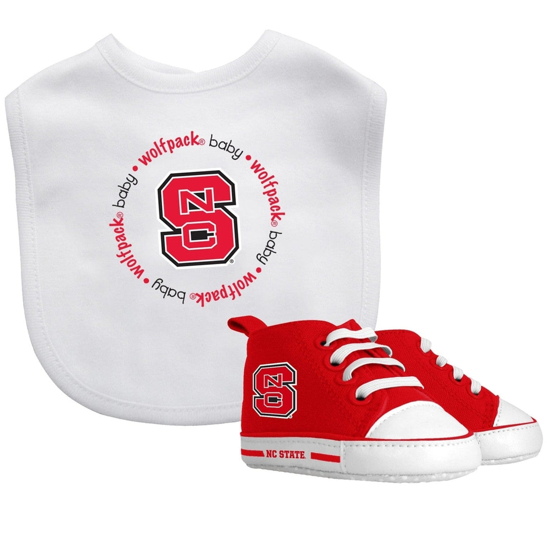 NC State Wolfpack Baby Gift Set Team Bib Pre-Walkers Unisex 2-Piece Cotton Image 1