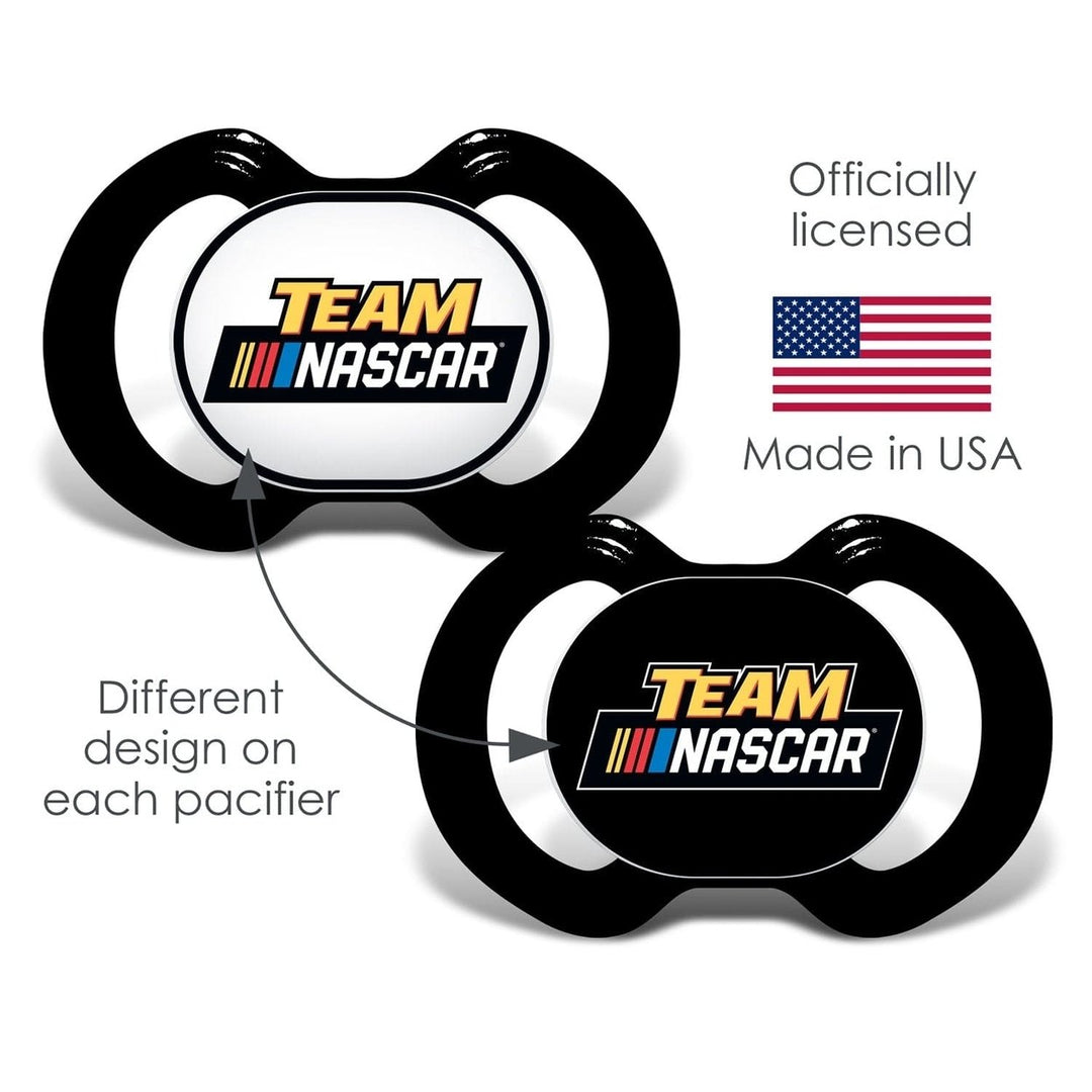 NASCAR Pacifier 2-Pack BPA-Free Orthodontic Silicone Infant Soother 3+ Months Image 3