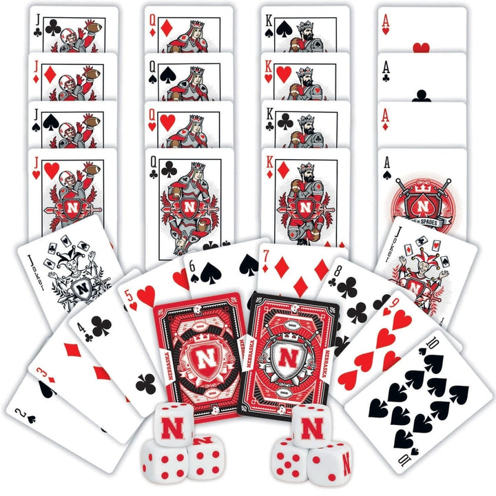 Nebraska Cornhuskers 2-Pack Playing Cards and Dice Set NCAA Casino Style Image 2