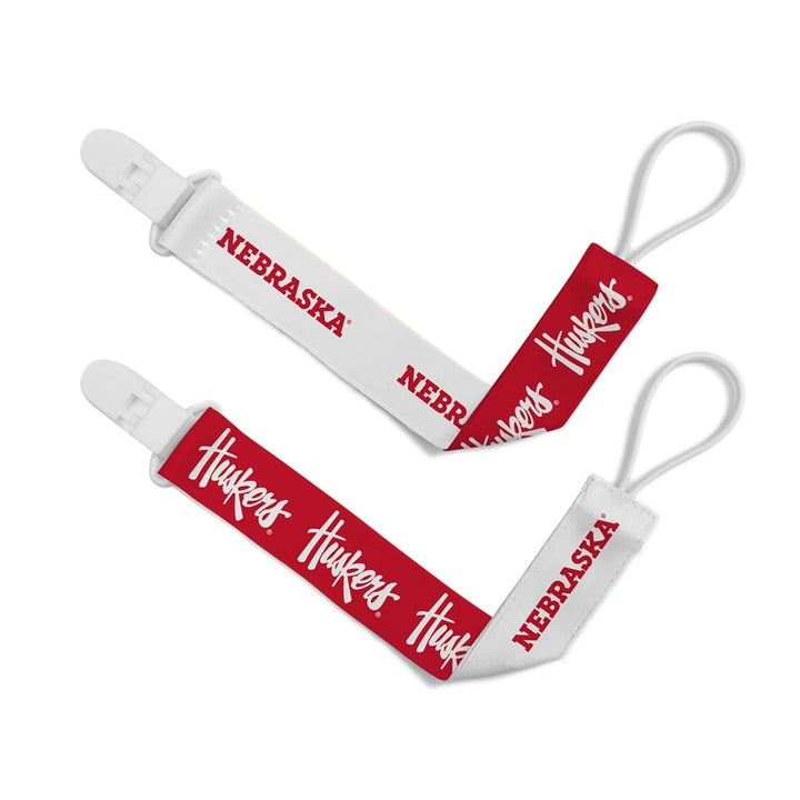 Nebraska Cornhuskers Pacifier Clip 2-Pack Officially Licensed NCAA Team Colors Image 1