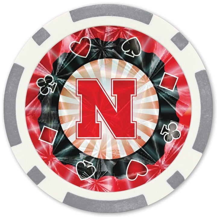 Nebraska Cornhuskers 20 Piece Casino Poker Chips Silver Collectors Edition Set Image 2