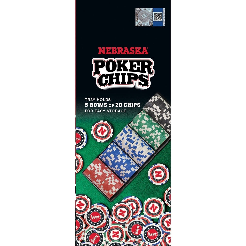 Nebraska Cornhuskers 100 Piece Poker Chips Officially Licensed Casino Style Set Image 2