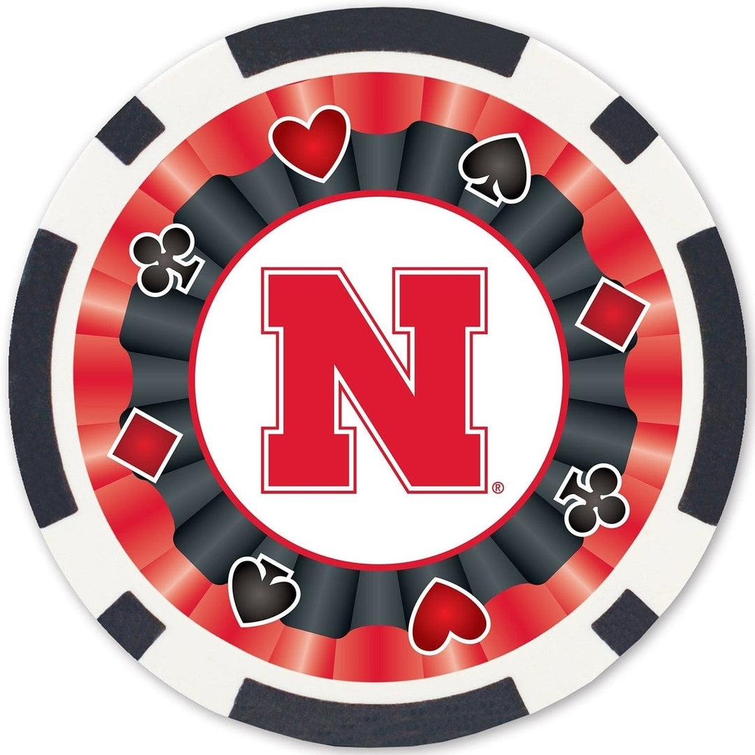 Nebraska Cornhuskers 100 Piece Poker Chips Officially Licensed Casino Style Set Image 3