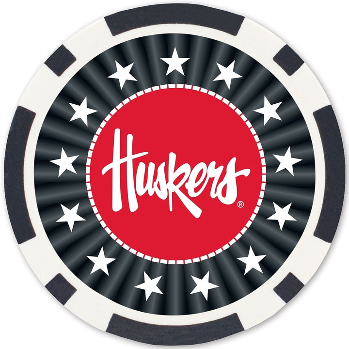 Nebraska Cornhuskers 100 Piece Poker Chips Officially Licensed Casino Style Set Image 4