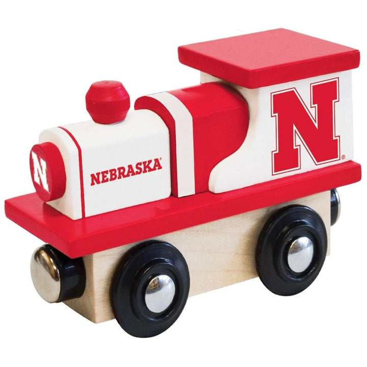 Nebraska Cornhuskers Wooden Toy Train Engine NCAA Team Colors Compatible Tracks Image 1