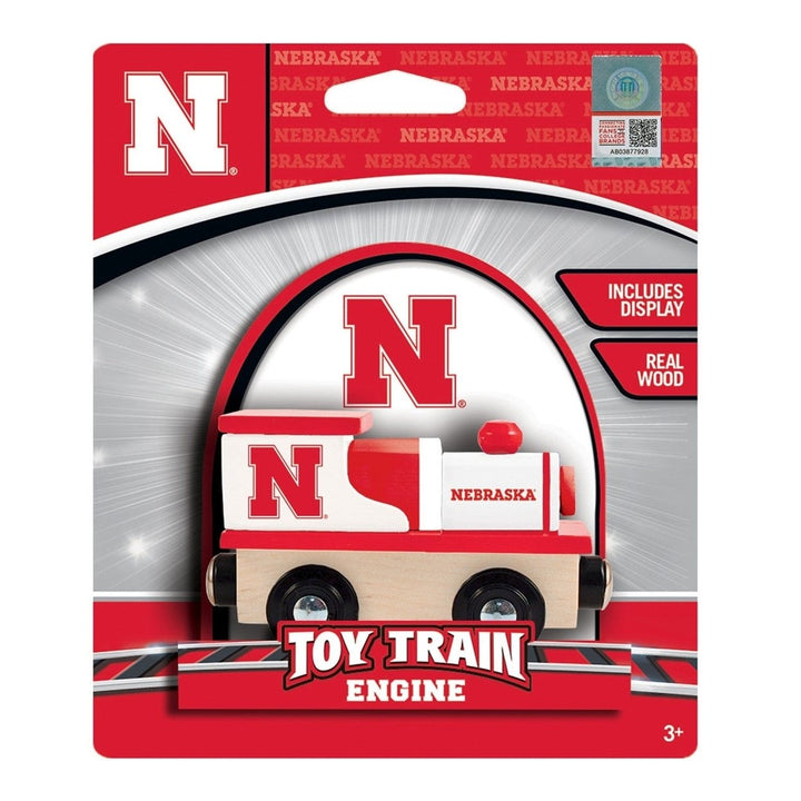 Nebraska Cornhuskers Wooden Toy Train Engine NCAA Team Colors Compatible Tracks Image 2