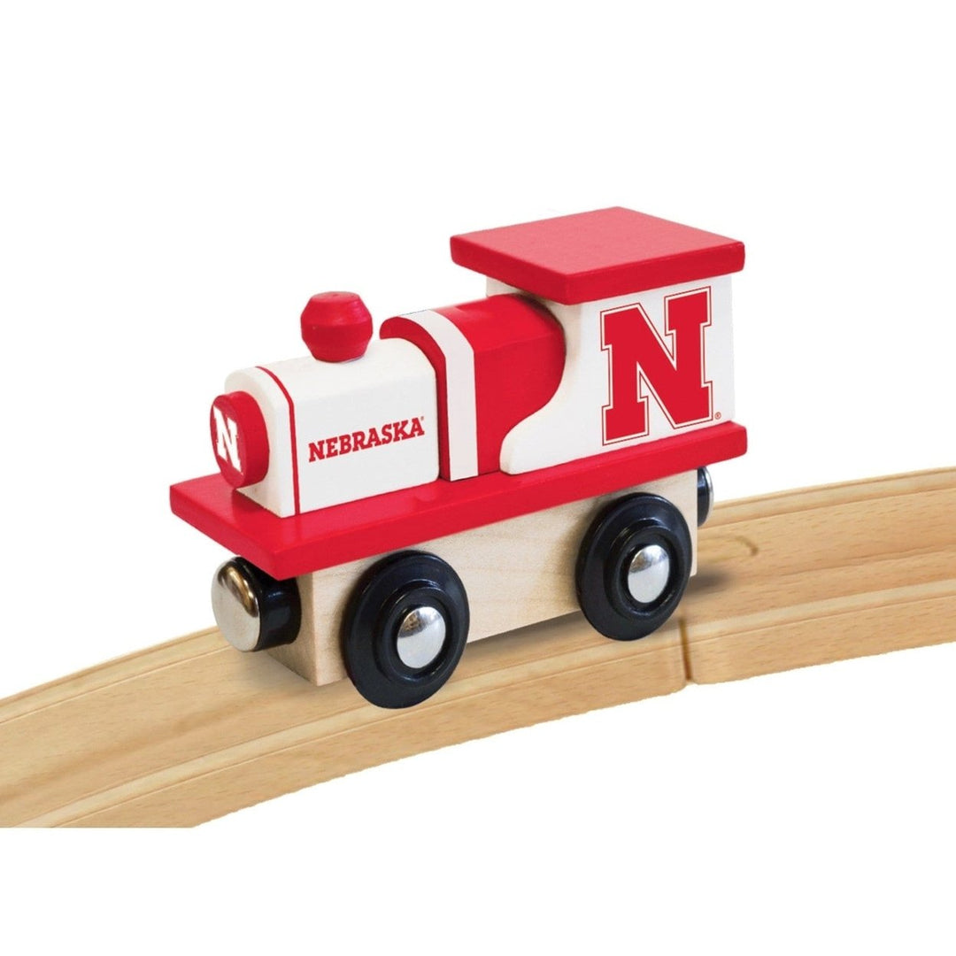 Nebraska Cornhuskers Wooden Toy Train Engine NCAA Team Colors Compatible Tracks Image 3