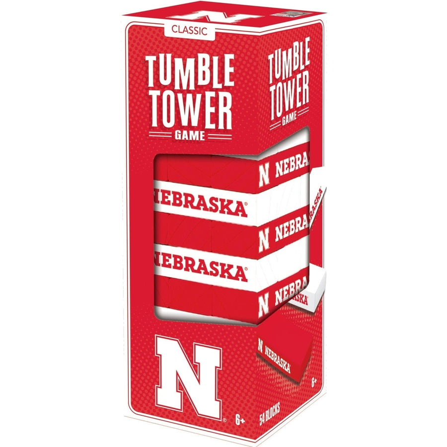 Nebraska Cornhuskers NCAA Tumble Tower Game Classic Wooden Stacking Blocks Image 1